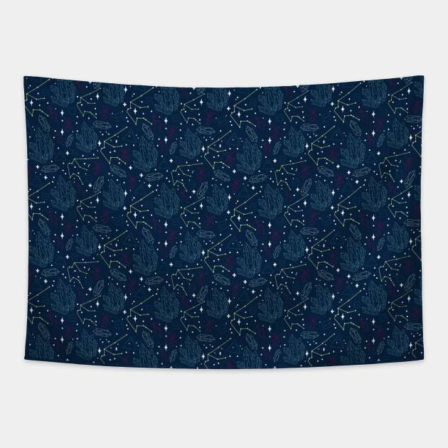 Aquarius Constellation Pattern Tapestry by VenusAndMoon