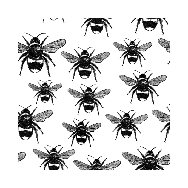 Bees Black and White Pattern by missdebi27