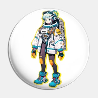 Cute Girl with Space Suit Pin