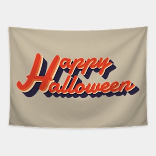 vintage look happy halloween typography Tapestry