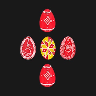 Red Pysanka Easter Eggs - Ukrainian handpainted eggs Designs T-Shirt
