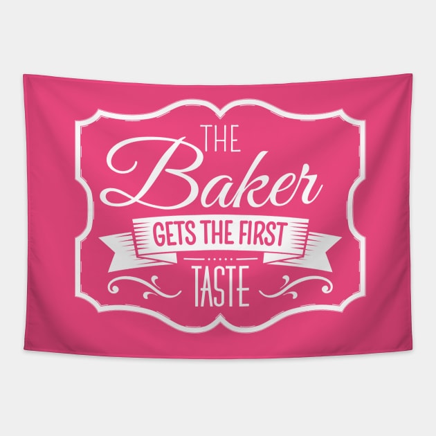 The Baker Gets the First Taste Tapestry by jslbdesigns