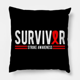 Funny Red Ribbon Brain Attack Awareness Stroke Survivor Pillow