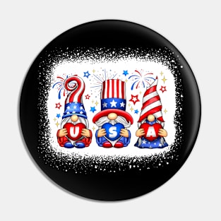 4th Of July Patriotic Gnomes Sunglasses American Fireworks Pin