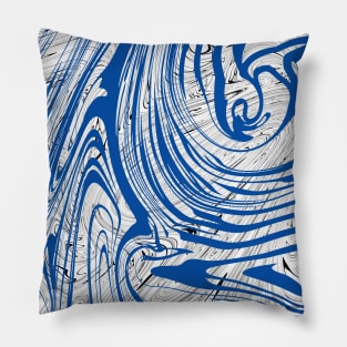 Dark Blue and Black Fluid Art Abstract Digital Painting, made by EndlessEmporium Pillow