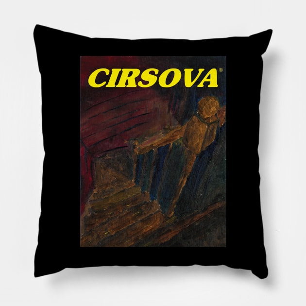 She Saw It Creeping Up the Stairs Pillow by cirsova