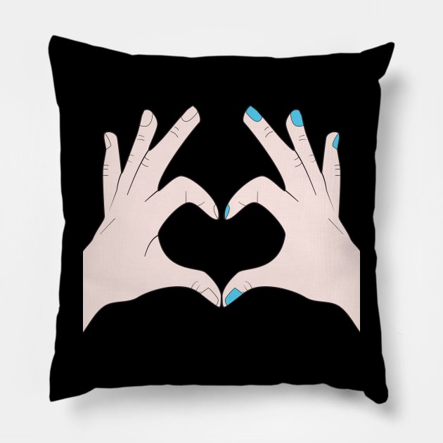 Hands Making Heart Shape Love Sign Language Valentine's Day Pillow by Okuadinya