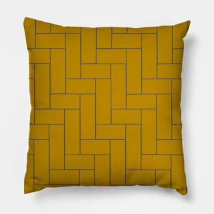 Mustard and Grey Geometric Tile Design Pillow