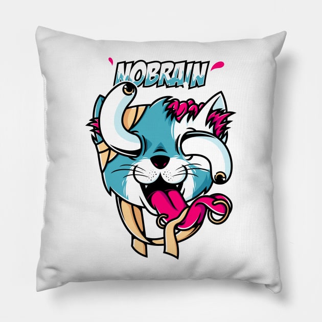 NO BRAIN Pillow by fayfreak