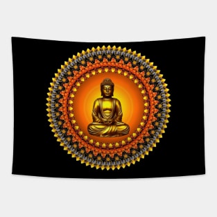 Mandala Magic- Solara Golden Buddha Tapestry