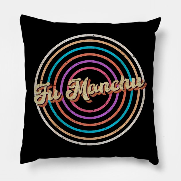 vintage circle line color Fu Manchu Pillow by KirikKikuk.Store