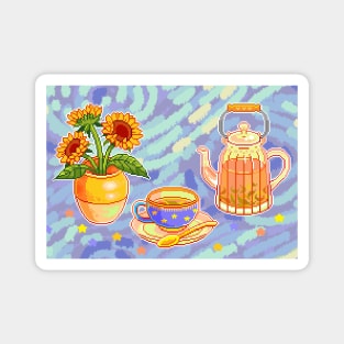 Van Gogh inspired starry yellow sunflower tea Magnet