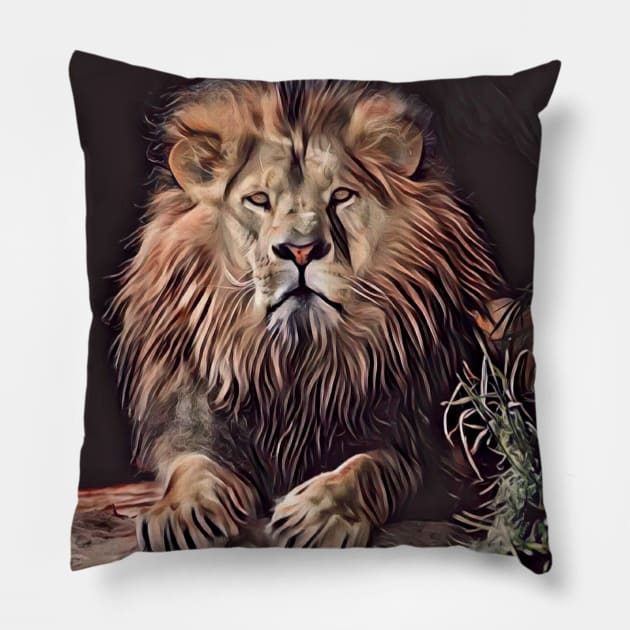 A menacing lion Pillow by d1a2n3i4l5