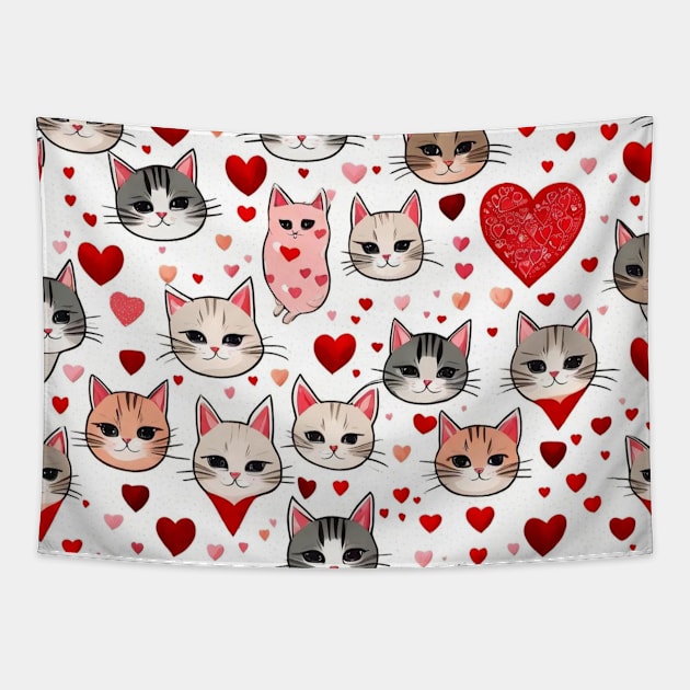 Valentines day gift ideas, valentines day cats and hearts pattern gift ideas Tapestry by WeLoveAnimals