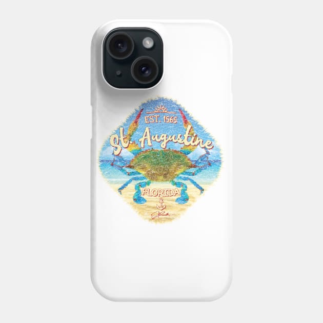 St. Augustine, Florida, with Blue Crab on Beach Phone Case by jcombs