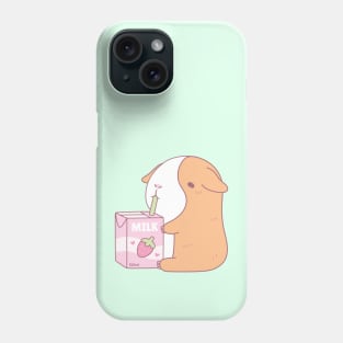 Cute Guinea Pig Drinking Strawberry Milk Phone Case