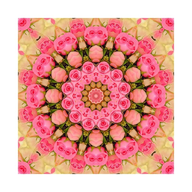 Water Color-Like Mandala Kaleidoscope in Pink, Green, and Yellow by Crystal Butterfly Creations