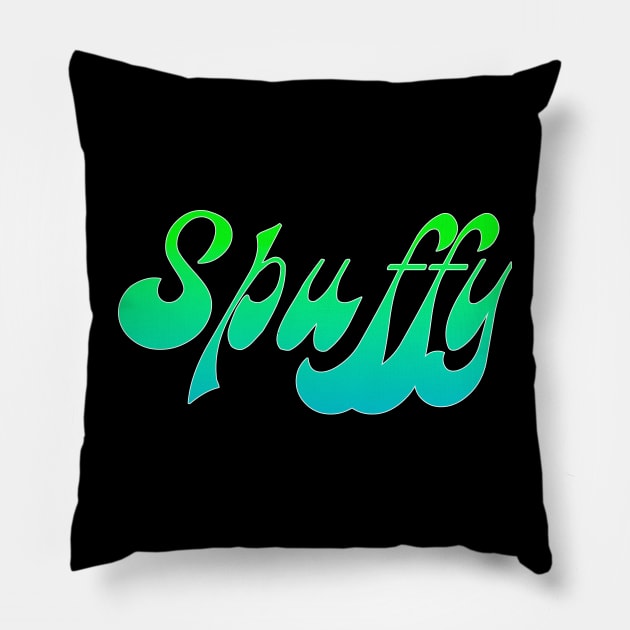 Neon Spuffy (white outline) Pillow by bengman