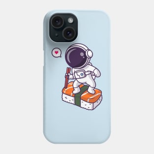 Cute Astronaut Surfing On Sushi With Chopstick Cartoon Phone Case