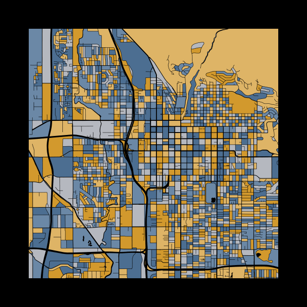 Salt Lake City Map Pattern in Blue & Gold by PatternMaps