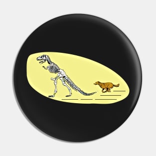 T Rex Dinosaur Skeleton And Dog Pin