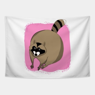 Raccoon club on pink background Tapestry