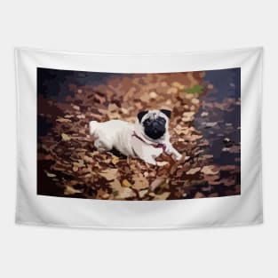 Cute Pug Digital Painting Tapestry