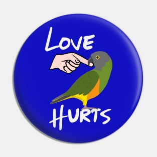 Love Hurts Senegal Parrot Biting Finger Pin