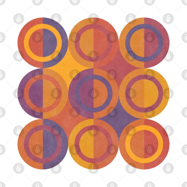 Geometric Shapes Purple Orange Circles by FAROSSTUDIO