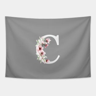Letter C Monogram with Cherry Blossoms Tapestry