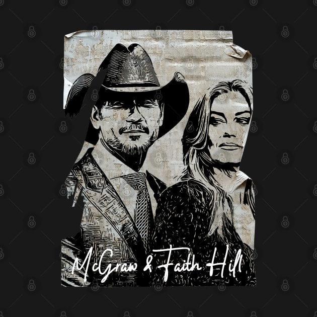 Tim McGraw & Faith Hill 80s Vintage Old Poster by Hand And Finger