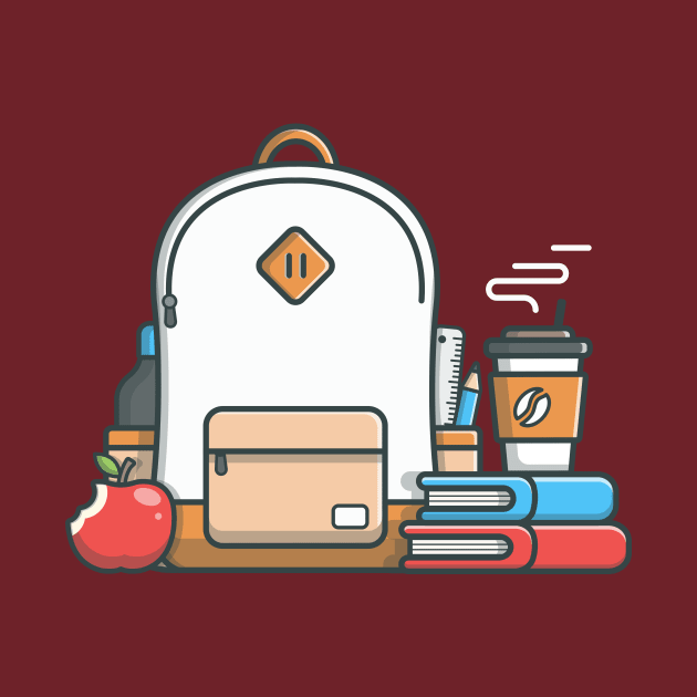 Backpack, book, apple and coffee by Catalyst Labs