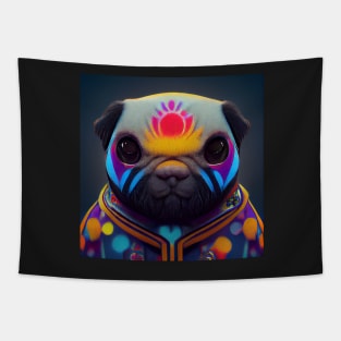 psychedelic pug Tapestry