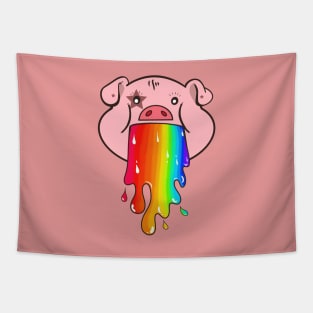 Pig vomiting a rainbow Tapestry