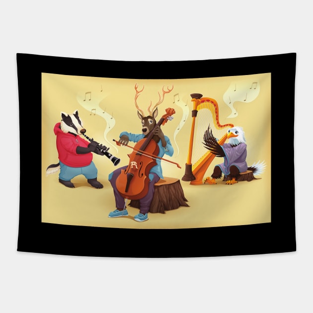 Animals Music Tapestry by ddraw