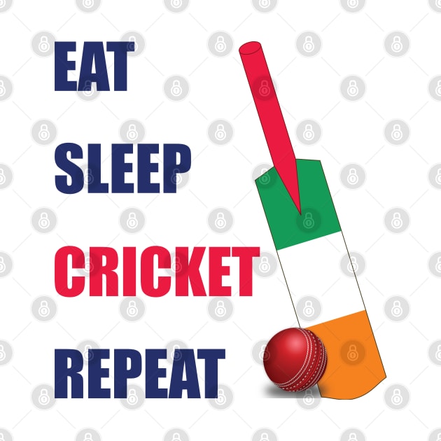 Eat Sleep Cricket Repeat Ireland Flag Cricket Bat by DPattonPD