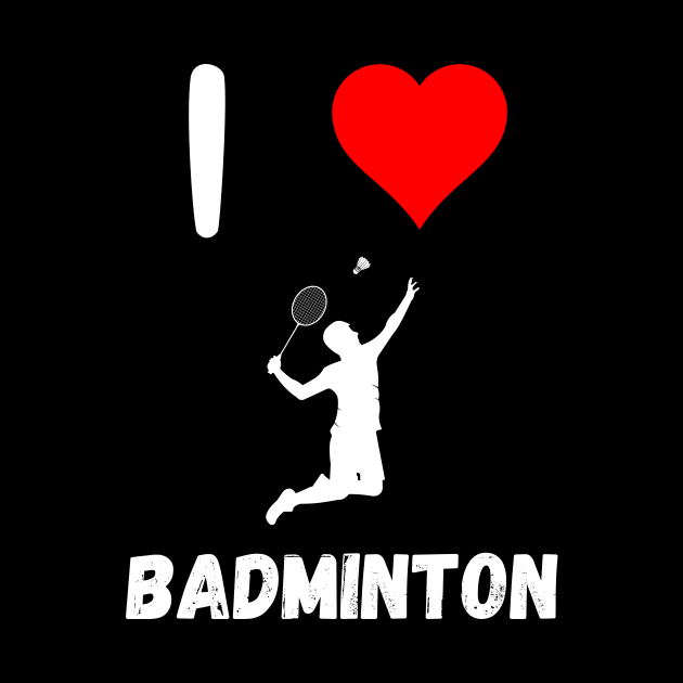 I love Badminton red heart Badminton passion racquet smashing by Artstastic