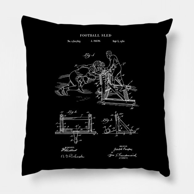 American Football Training Sled Patent Blueprint 1959 Pillow by MadebyDesign