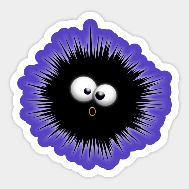 Sea Urchin Cartoon funny dazzled face - Urchin - Sticker