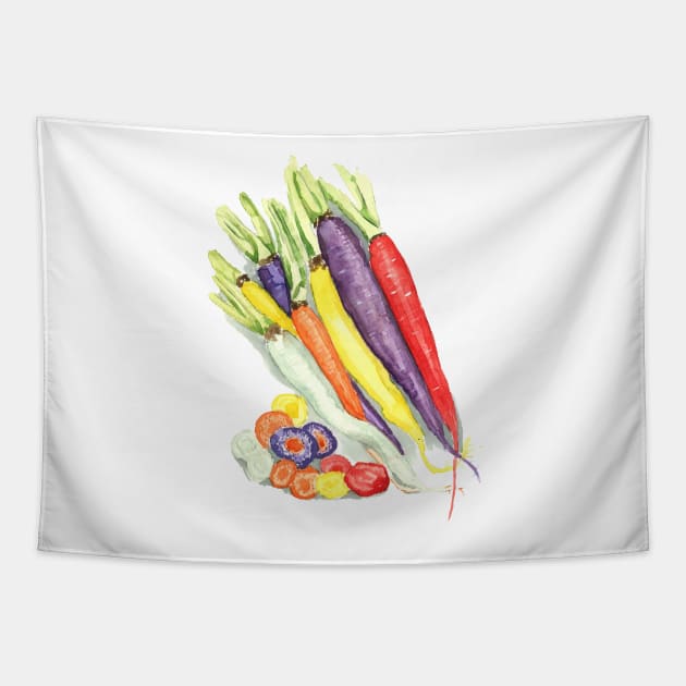 Rainbow Heirloom Carrots Tapestry by thejodylinn