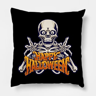 Happy Halloween Skeleton Pillow