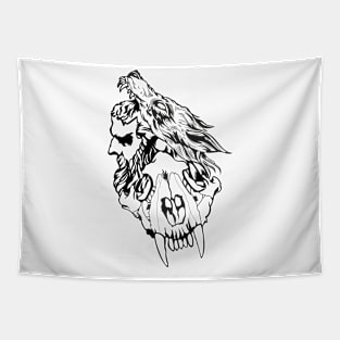 Viking tattoo black and white Tapestry