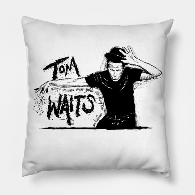 Tom waits art Pillow by schem4tics