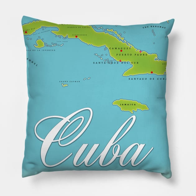 Cuban vintage map Pillow by nickemporium1