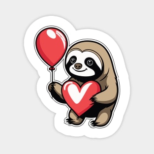 Sloth Heart Balloon - Valentines Day Magnet