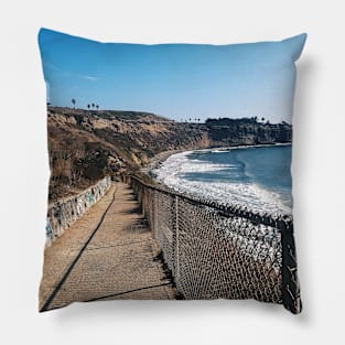 Graffiti and Ocean Cliff at Point Fermin Park, CA Pillow