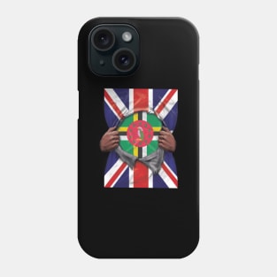 Dominica Flag Great Britain Flag Ripped - Gift for Dominican From Dominica Phone Case