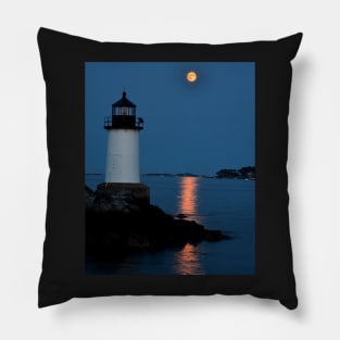 Moon over Winter Island Salem MA Pillow