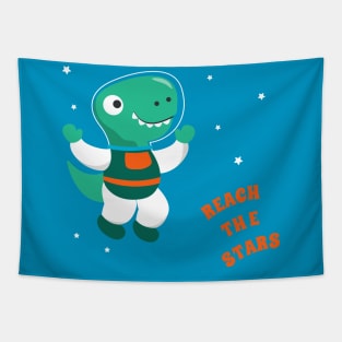 Funny dinosaur in space. Dinosaur in outer space Tapestry