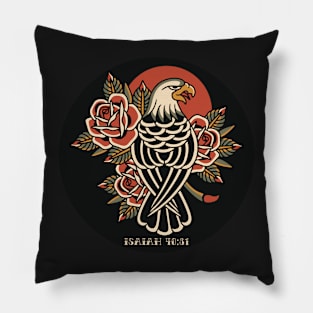 Eagle and Roses Traditional Tattoo Flash Isaiah 40:31 Pillow